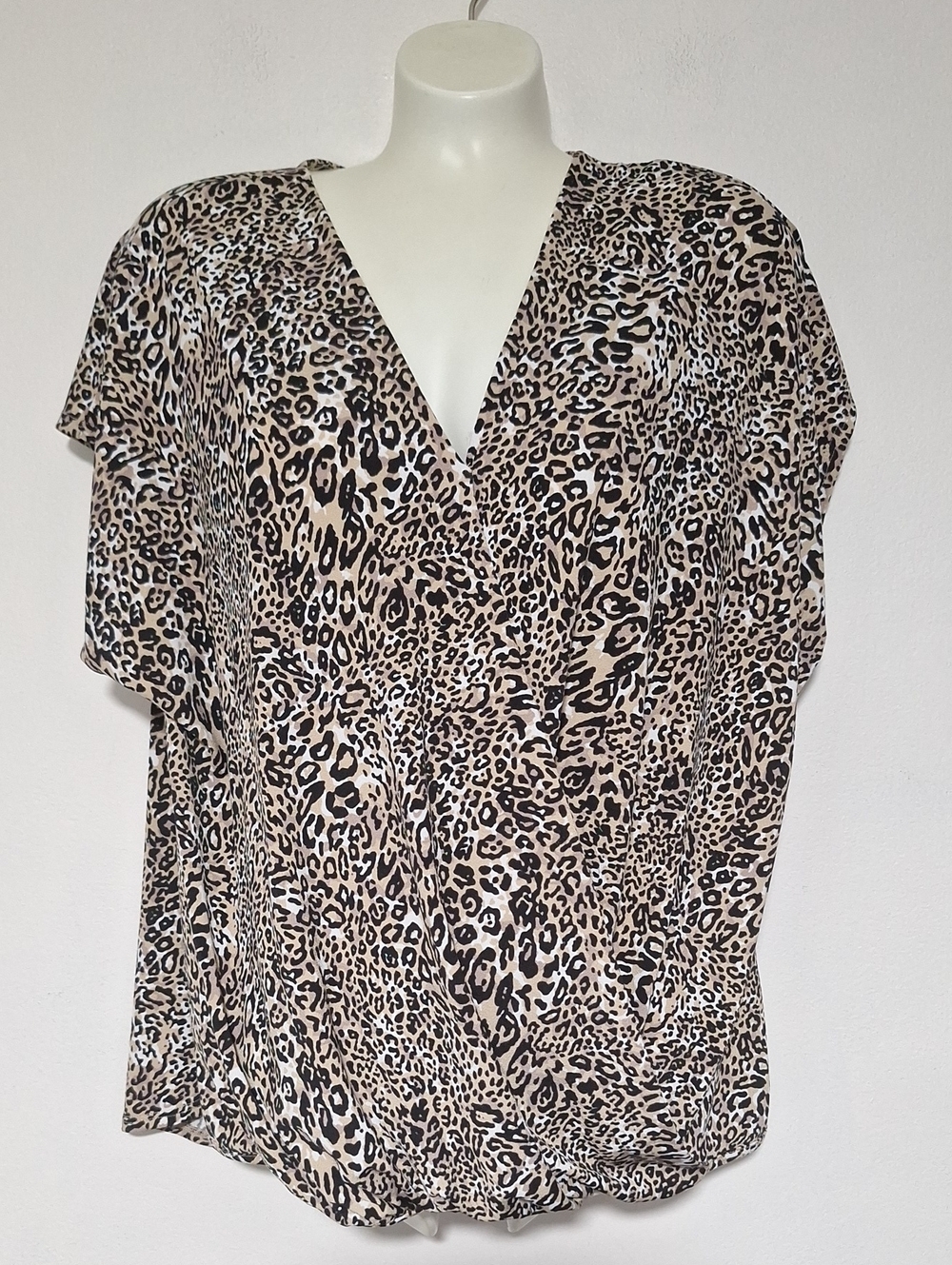 Adrianna Papell Leopard Print Blouse in Tan Black